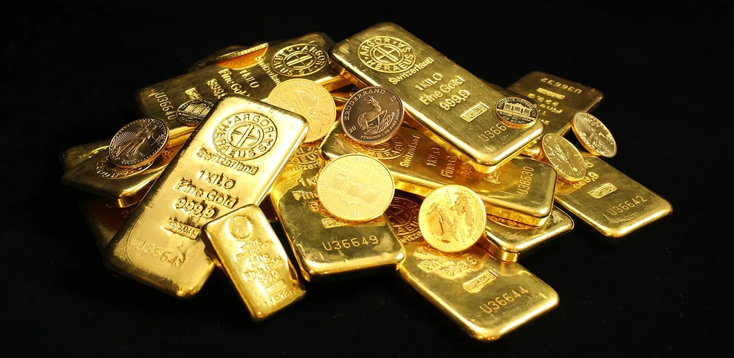 Stacked gold bullion bars