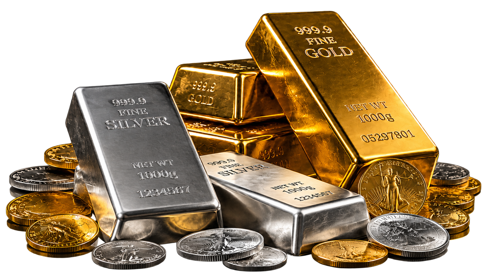 Gold bars arranged on a dark surface